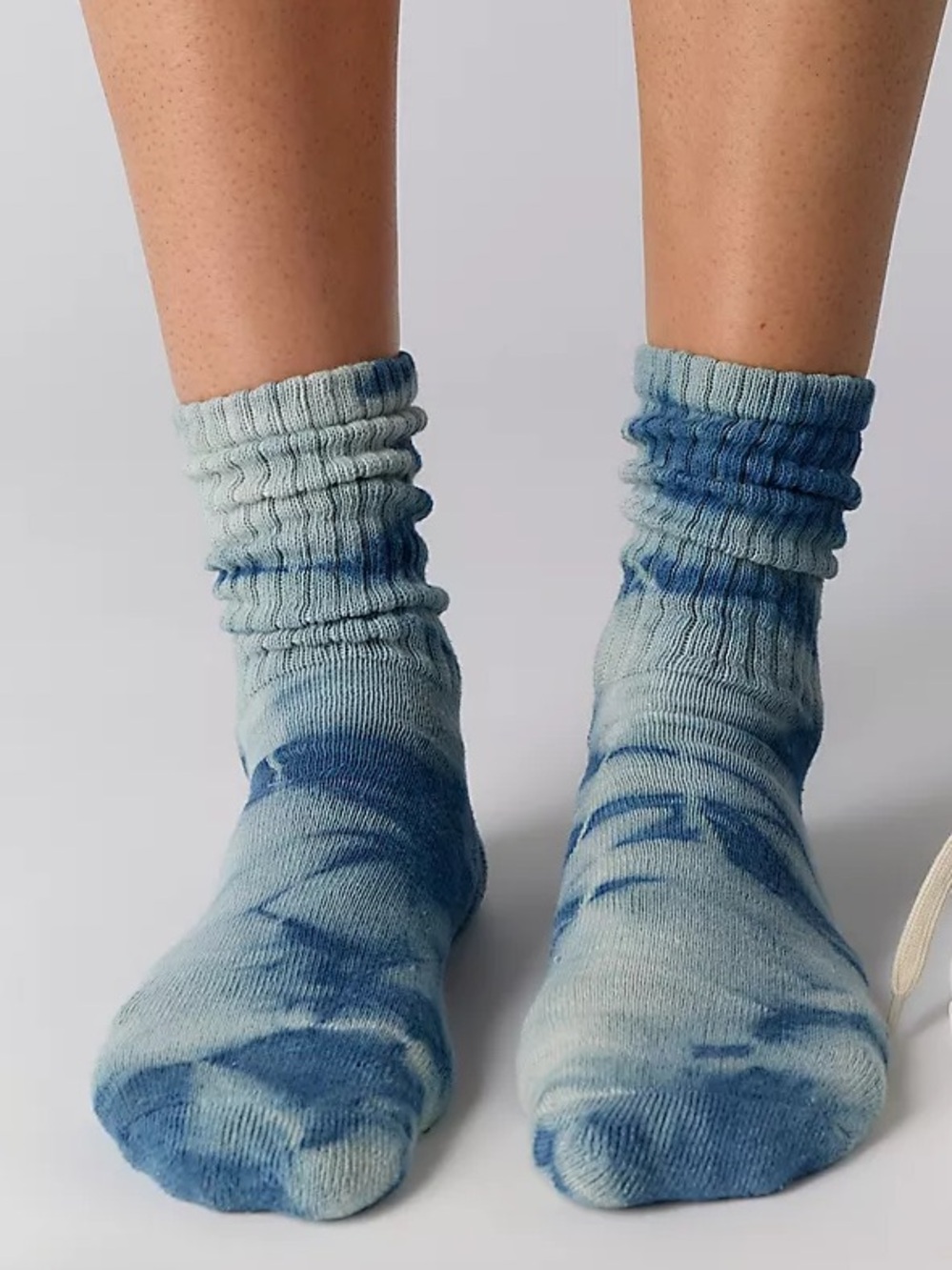 Free People Natural Tie-Dyed Socks Blue